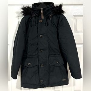 VGUC Mens XS Black Abercrombie & Fitch Ultra Parka Down Coat Jacket NO FUR